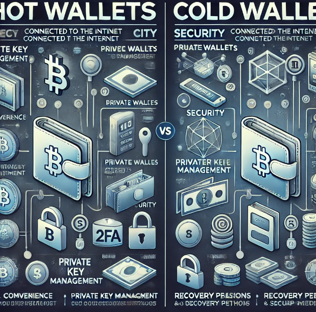 코인지갑의 종류에대한 이미지, 핫월렛과 콜드월렛이 있다.