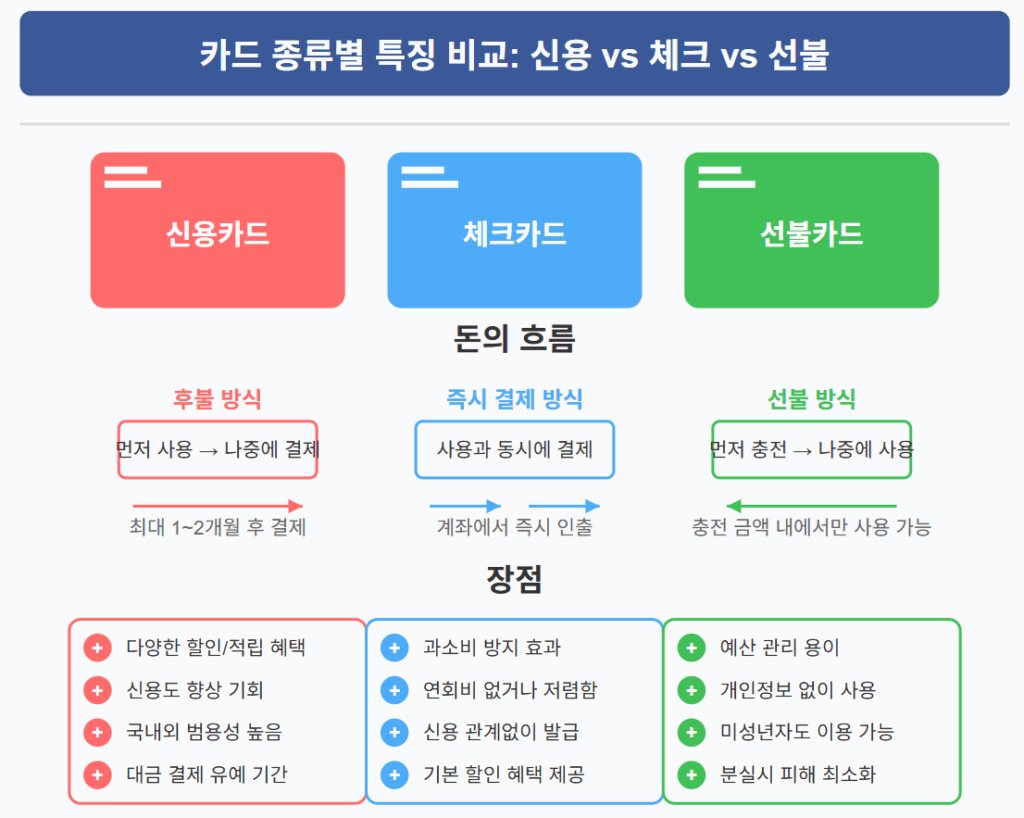 카드 종류별 특징 비교